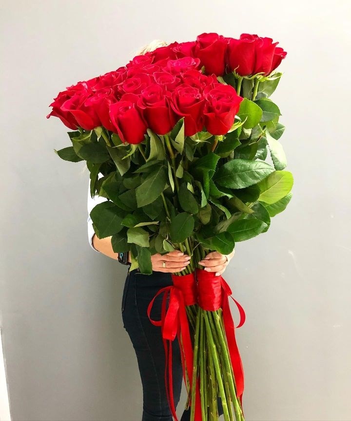 метровые красные розы Эквадор - фото 5541